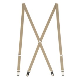 Suspender Store Skinny Suspenders - 1/2-Inch Wide Elastic Straps - X-Back - Clip - 48" for 5'9" to 6'2" tall - Tan