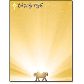 Oh Holy Night Christmas Stationery Paper - 80 Sheets Religious Christmas Letterhead