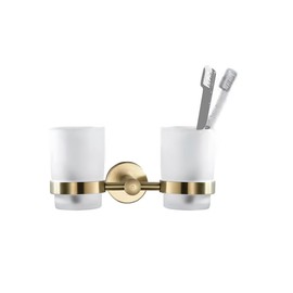 Housler® Brushed Brass Round Bathroom Accessories (Gold) (Round double Tumbler)
