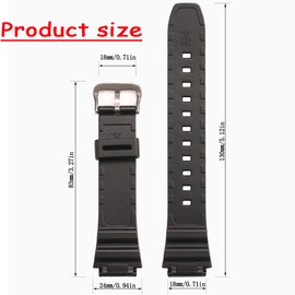 F108WH Series Men's Rubber Strap Compatible with Casio A158WA AE1200WH A168WA W800HG MRW200H W218H Watch Band (Black band Steel buckle)