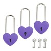 3PCS Heart Shaped Padlocks, Purple, 3.86"×1.73"