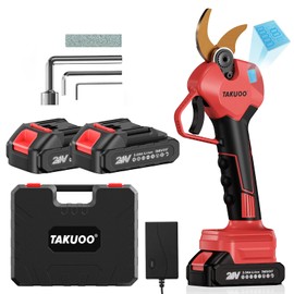Takuoo Cordless Electric Pruning Shears, 1.6" Cutting Diameter Power Pruner, Brushless Branch Cutter with LCD Display, Dual 2.0Ah 21V Battery Powered Trimming Scissors for Gardening Tree Pruning