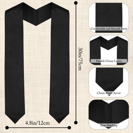 Stoles for Graduation 2025 Black Graduation Sash Unisex Adult Plain Graduation Stole Class of 2025 Blank Sash Graduation Honor Stole Sash Sublimation Graduation Stole DIY 70”for Graduation Senior Sash