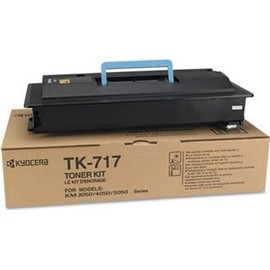 KYOCERA 1T02GR0US0 Model TK-717 Black Toner Kit for use KM-3050, KM-4050, KM-5050, TASKalfa 420i and 520i A3 Monochrome Multifunctional Printers; Up to 34000 Pages Yield at 5% Coverage