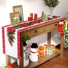 Christmas Table Runner Safflower, Red Linen Table Runner Tablecloth with