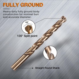 YOHANSEN 29Pcs Cobalt Drill Bit Set (1/16''-1/2''), M35 High Speed Steel, Twist Jobber Length for Hardened Metal, Stainless Steel, Cast Iron, Wood, and Plastics, with Metal Index Storage Box