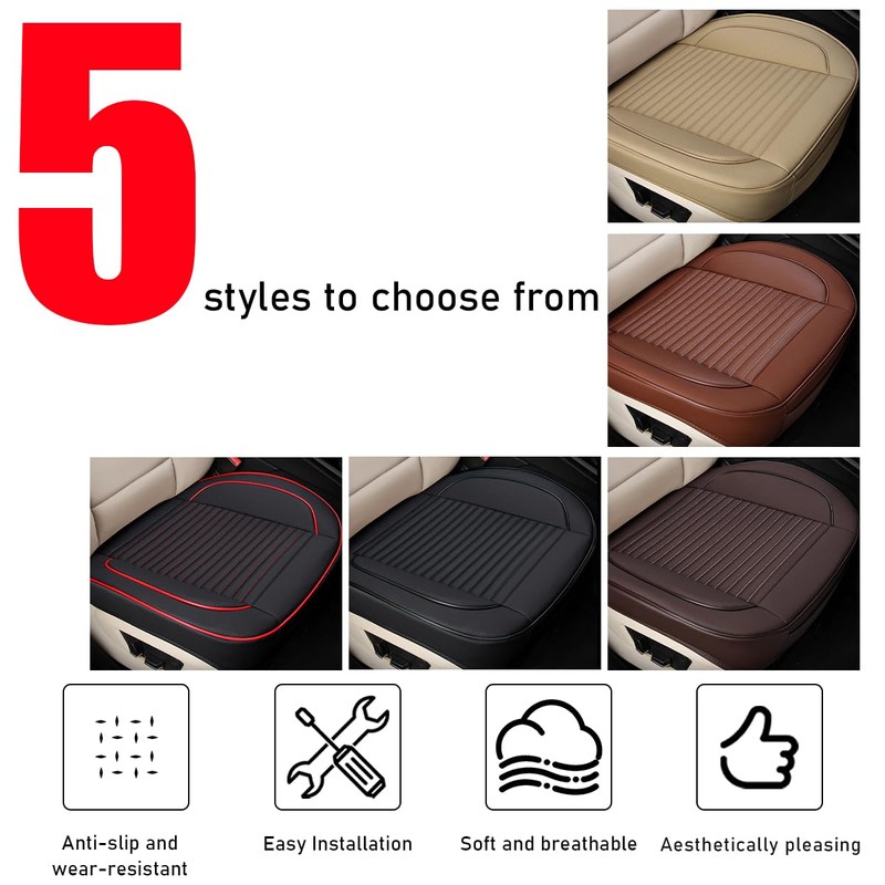 Ziciner Car Seat Bottom Cover Pad, 24.4"×21.7" Leather Vehicle Seat