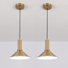 Battery Operated Pendant Lights 2 Pack,Rechargeable Pendant Light with Remote,Gold