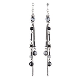 Clip On Earrings - Silver Plated Dangle Earring With Long Chains - Dakini