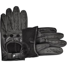SURAWIL Mens Leather Driving Gloves Motorcycle Driving Gloves for Men,Soft Unlined Touchscreen M06CA-T,Black,XXL