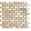 Walnut Travertine 1x2 Tumbled Natural Stone Mosaic Brick Joint on
