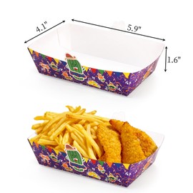 Mezchi 120 Pack 200G Paper Food Trays, Heavy Duty Food Boats Disposable, Take Out Paper Boats Trays for Serving Food, Party Snacks, Nachos, Hot Dogs, Food truck, Mexican Theme