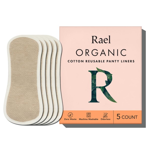 Rael Reusable Panty Liners Menstrual, Organic Cotton Cover, Period Essential,