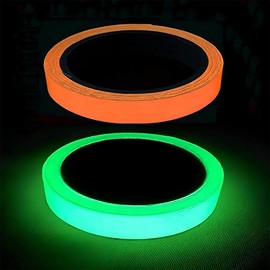2 Rolls Fluorescent Tape 5m x 20mm Luminous Tape Marking Tape Phosphor Tape Luminous Waterproof Luminous Tape Warning Tape Stage Supplies (Green and Orange)
