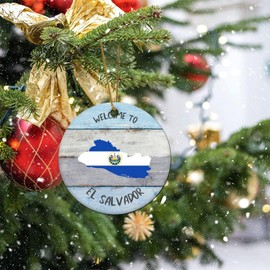 Madcolitote El Salvador Flag and Map Christmas Ornaments 2024 Welocme to El Salvador Ornament for Christmas Tree Decor Patriotic Country City Souvenir Hanging Keepsake Xmas Holiday Birthday Gift
