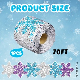 70 Ft Snowflake Bulletin Board Borders Christmas Scalloped Bulletin Border Trim Winter Snowflake Bulletin Board Decorations for Classroom Office Chalkboard Wall Christmas Holiday Party Decor