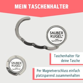Sauberkugel Smart Bag Holder - Compact, Practical & Anti-Theft - Handbag Hook for Clean Surfaces - Foldable Space Saving - Handbag Holder for Table