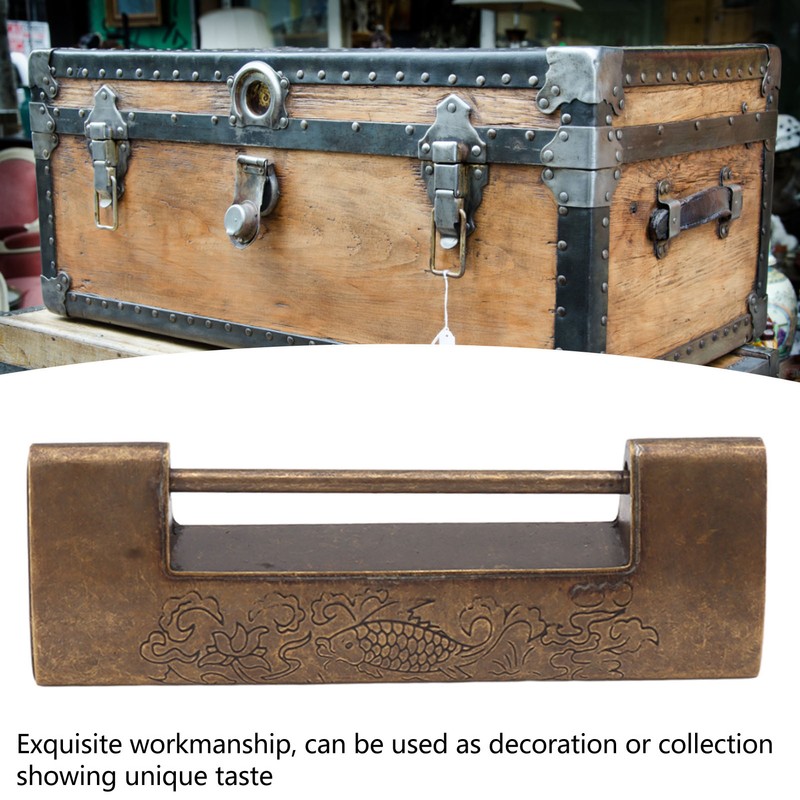 Antique Style Lock Spacing 5.9cm Auspicious Fish Lock Chinese Locks