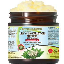 Botanical Beauty LILY OF THE VALLEY OIL BUTTER 100% Natural 4 Fl.oz.- 120 ml. Lily of the Valley Essential Oil in Shea Nut Butter for FACE, SKIN, BODY, HAIR, NAILS. Beauty Skin Moisturizer Oil Butter
