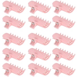 Hot Roller Clips, 15Pcs/Set Hair Roller Clips Hair Fixed Styling Curler Claw Clamp Hairdressing Tool for Women Girls Hair Section Styling Hair Curler Claw Clip Replacement Curler Clips(Pink)