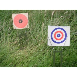 Field Zeroing Target Stand Holder for air rifle, pistol or gun - 3 positions, light & compact – fits in your coat pocket. Ground spikes fold into holder