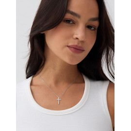 Cross Necklaces for Women No Tarnish,Silver Cross Chain Dainty Necklace for Granddaughter