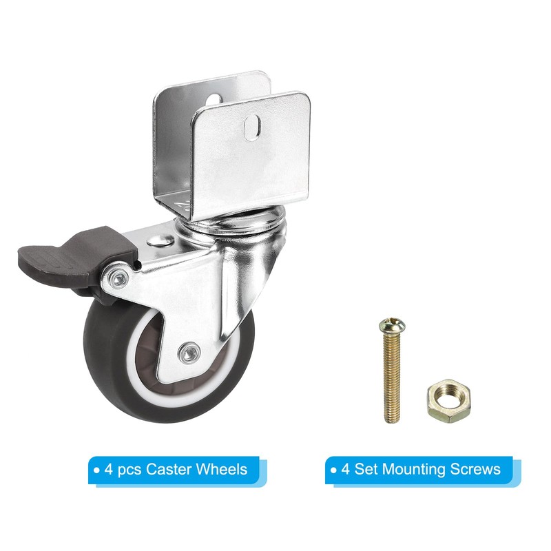PATIKIL 4pcs 50mm Swivel Caster Wheels 20mm U-B with Racket