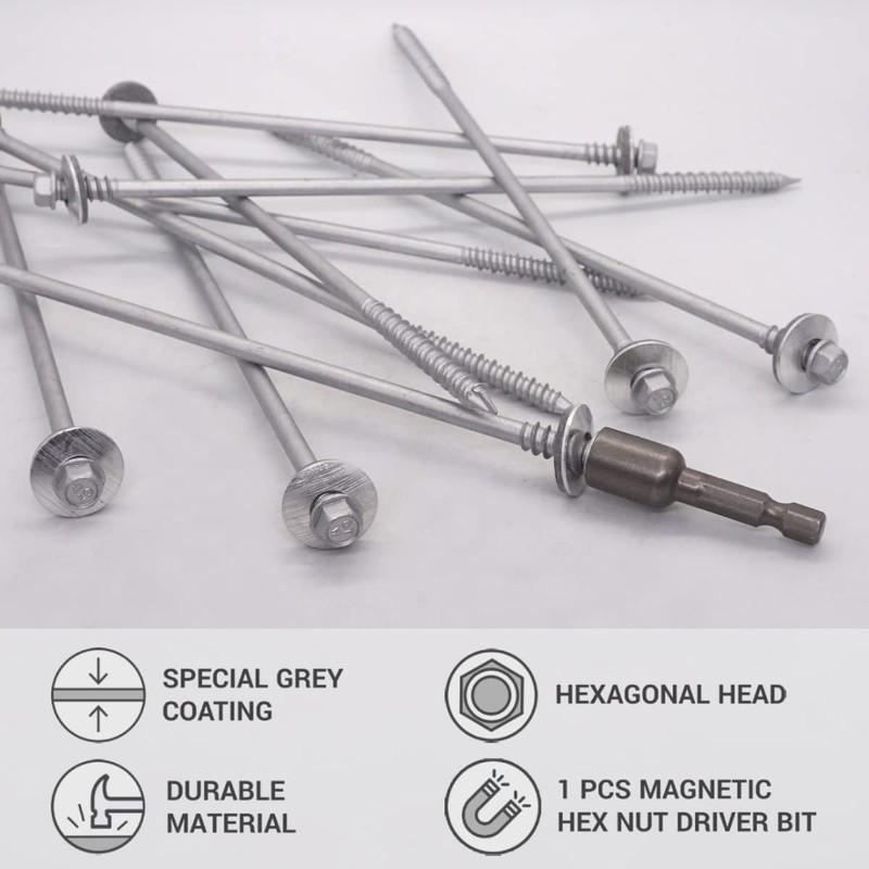 SKIR'CO (Pack of 20) Self Tapping 6.4 x 210mm Grey