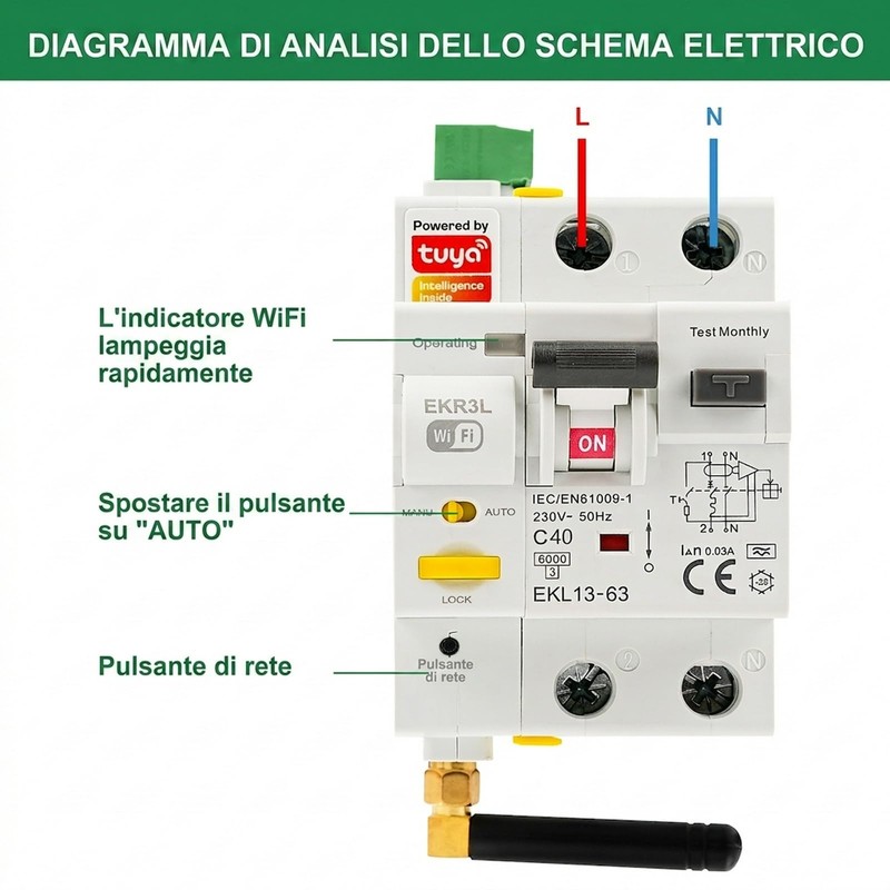 40A Salvavita con riarmo automatico wifi Interruttore differenziale a riarmo