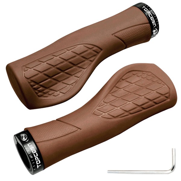 TOPCABIN Bicycles Handlebar Grips, Aluminum Lock-on Ergonomic Bike Grips, Cushion