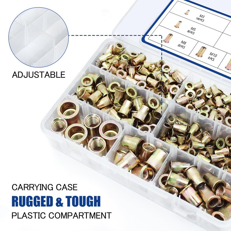 SAE & Metric Rivet Nut Kits, JROUTH 812pcs Carbon Steel