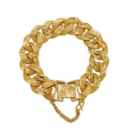 Hip Hop Cuban Link Chain Man's Bracelets Luxury Vintage 24K Gold Plated Copper Charm Chunky Bracelet Punk Jewelry Gift