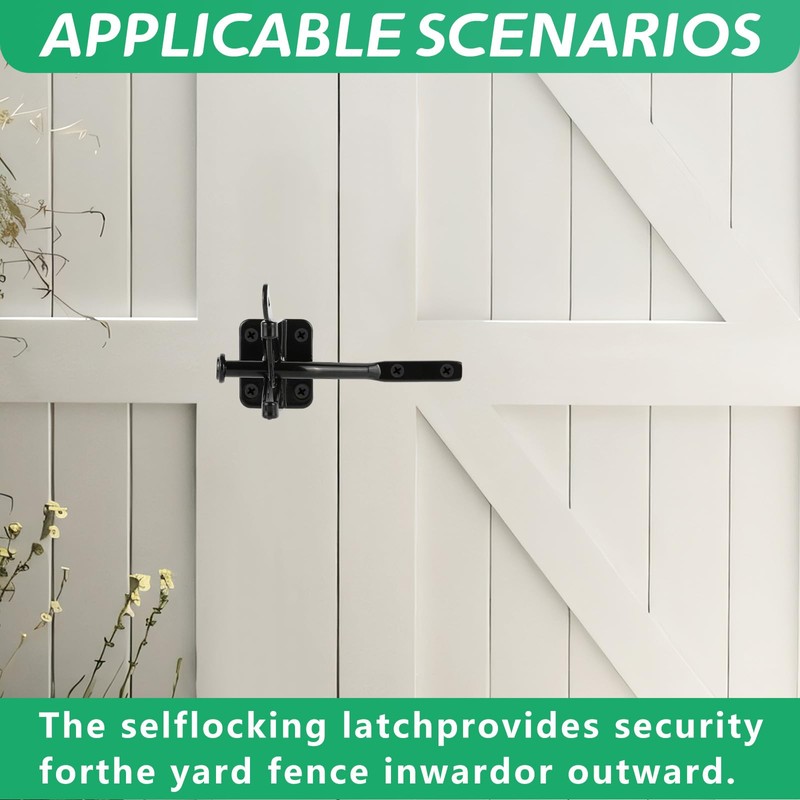 Wmebee Upgrade Self-Locking Gate Latch for Wooden Fence Heavy Duty,