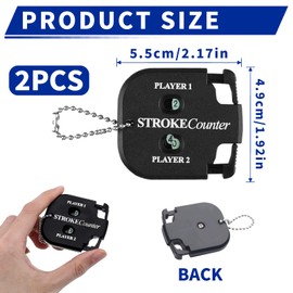2 Packs Golf Score Indicator, 2 Player Portable Stroke Counter Clicker Handheld Scorer with Dial Reset Tool Key Chain, Mini Shot Score Keeper for Different Kinds of Outdoor Sport Competitions Games