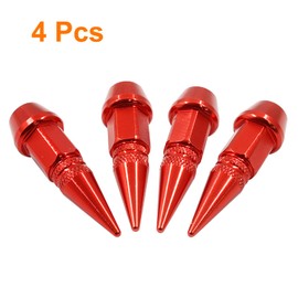 BokWin 4 Pcs 45mm Spike Valve Stem Caps Aluminum Tire Valve Caps Wheel Valve Stem Caps for Car Trucks Bikes Motorcycles(Red)
