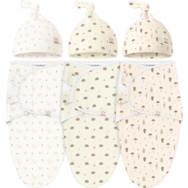 KeaBabies 3-Pack Swaddles for Newborn Baby Girls, Boys with Hats - Organic Soft Baby Sleep Sacks, Breathable Baby Swaddle 3-6 Months Beanies Set, Premie Infant Sleep Sack 0-3 Months (Nibbles/Bruce)