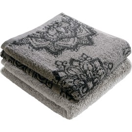 Erwin Müller Bühl Bath Towel, Pack of 2, Terry Towel, Grey, Size 70 x 140 cm