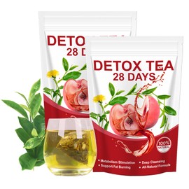 56 Day Detox Tea - Natural Detox Tea with Oolong & Honey Peach - Caffeine Free - Supports Metabolism & Wellbeing - Herbal Blend in 56 Pyramid Bags