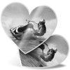 2 x Heart Stickers 7.5 cm - BW - Jet
