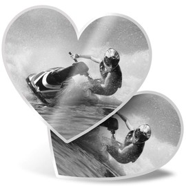 2 x Heart Stickers 7.5 cm - BW - Jet Ski Racing Laptop Tablet Luggage Scrapbook #36715