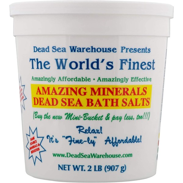 Dead Sea Warehouse - Amazing Minerals Dead Sea Bath Salts, 100% Dead Sea Bath Salts, Moisturizes & May Temporarily Relieve Aches & Pains, for All Skin Types, Especially Dry Skin, Unscented (2 lbs)