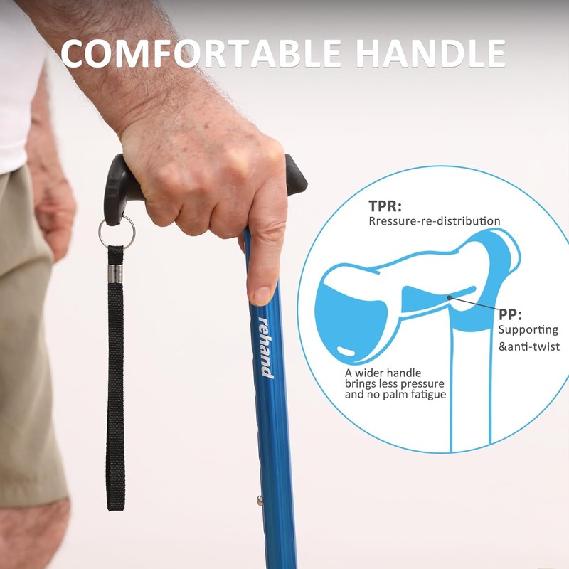 REHAND Walking Cane for Men & Women - Foldable, Adjustable,