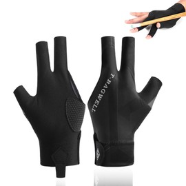 Billiard Gloves Left / Right Bridge Hand, Snooker Gloves, Billiard Pool Cue Gloves, Non-Slip Pool Gloves, Adjustable Pool Gloves, Suitable for Pool Games, Snooker, Carom Games