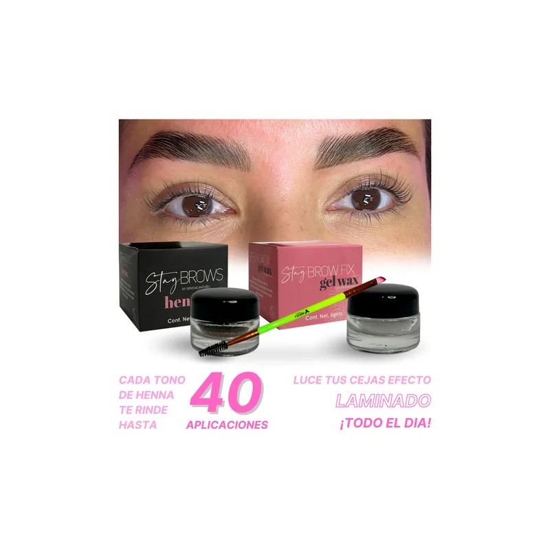 Kit Cera Gel Y Henna Stay Efecto Laminado Y Cejas