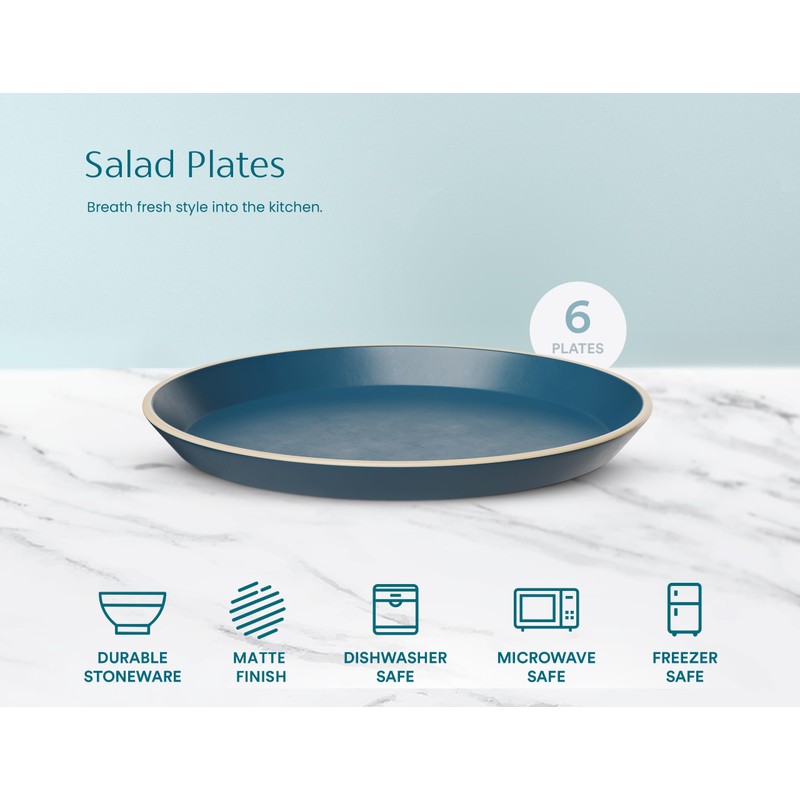 KooK Dinner Plates, Ceramic Round Kitchen Dinnerware Set, Dishwasher &