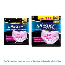 CONFETTIWOW Whisper Bindazzz Night Period Panty|6 M-L Panties|upto 0% Leaks|360 degree leakage protection|Full back coverage|Suitable for Heavy Flow|Flex fit|Soft & comfortable|With disposable wrap