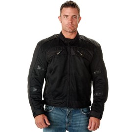 Xelement CF380 Black Tri-Tex Mesh Motorcycle Sport Jacket For Men with X Armor (Small)