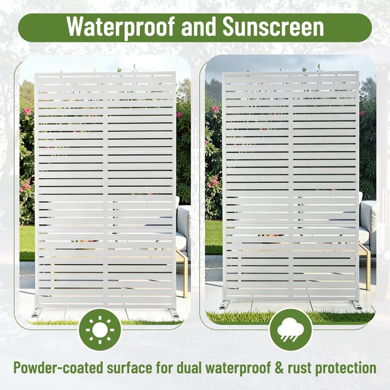 Metal Privacy Screen Outdoor 70.9" H x 46.1" W, Freestanding