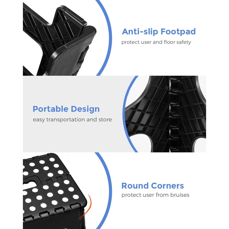 ACKO 11 inch Folding Step Stool Lightweight Plastic Step Stool