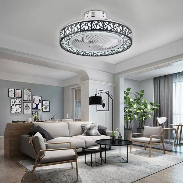 23” Modern Invisible Ceiling Fan Light LED Dimmable Chandelier Lamp